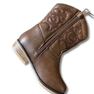 Cowboy Western Boots for Kids Side Zip Toddler Size 7T Brown Memphis